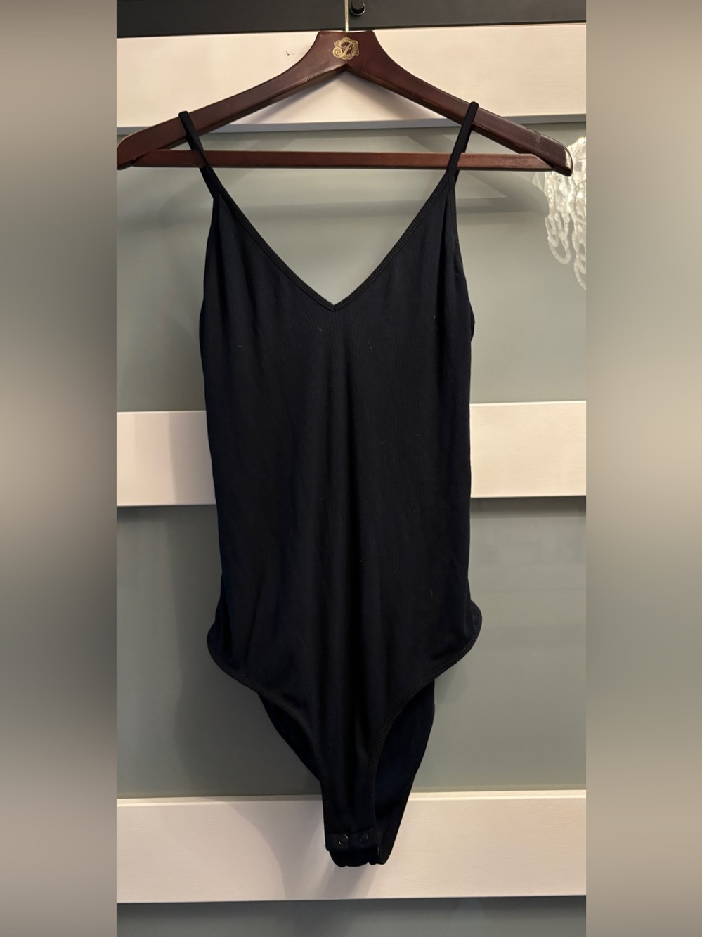Talula Aritzia Black Ribbed Modal Bodysuit Medium